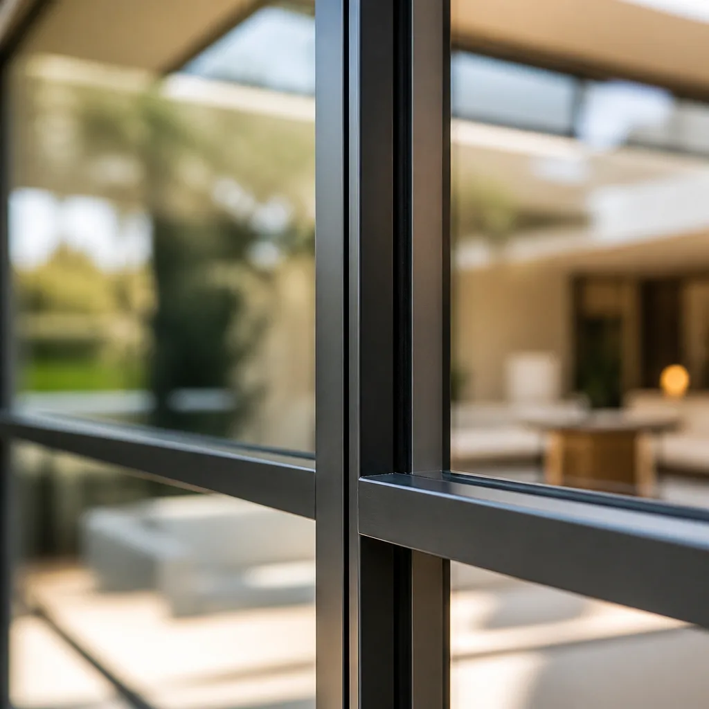 Modern black-framed glass doors and windows for residential design in Gladeview, FL